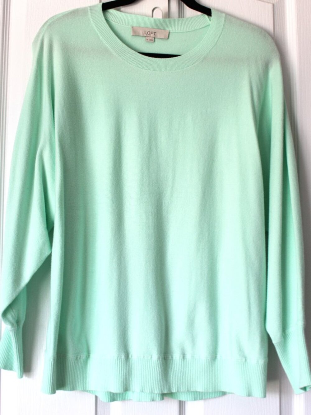 NWOT LOFT Mint Green Long Sleeve Crew Neck Sweater Size M